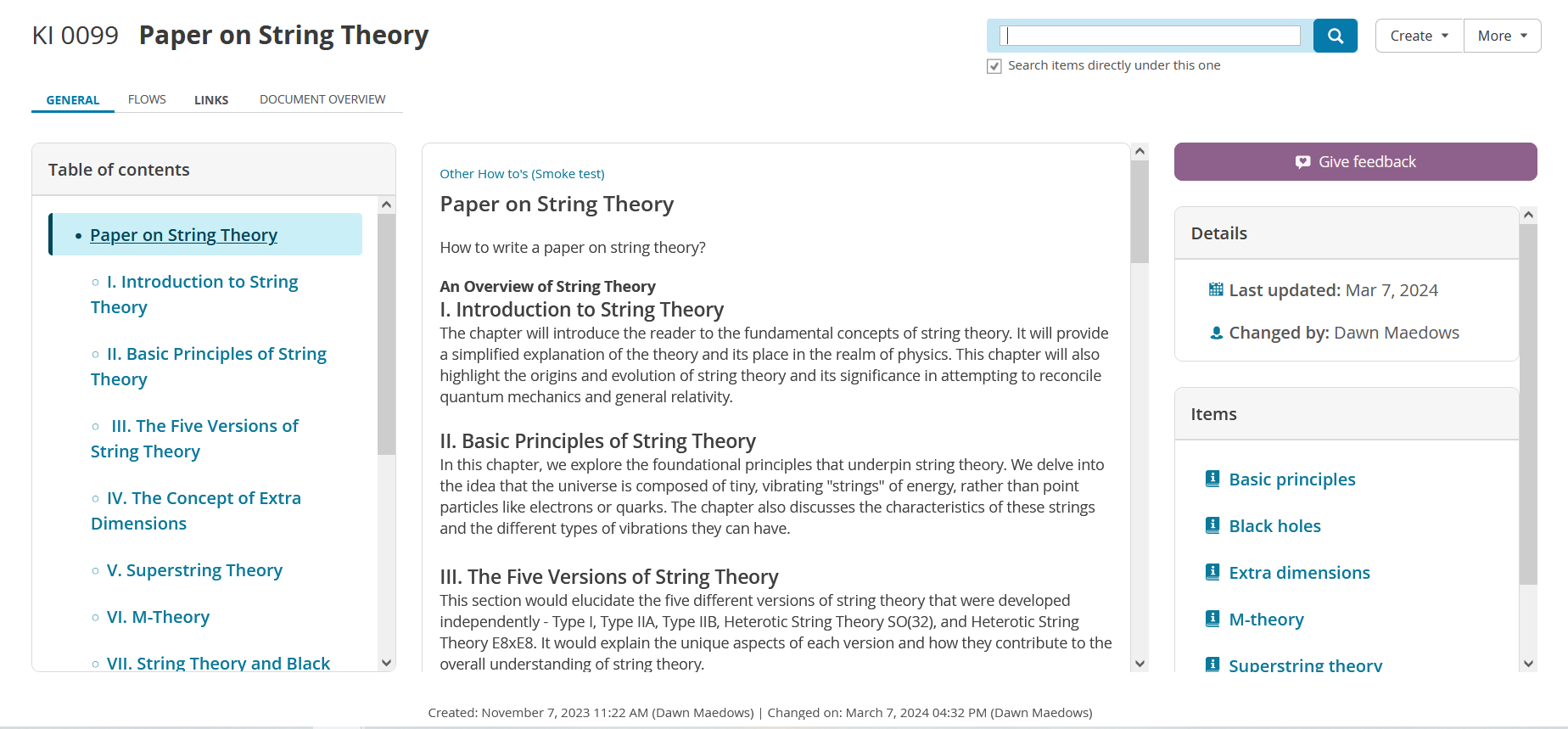 Knowledge Management details and table of content