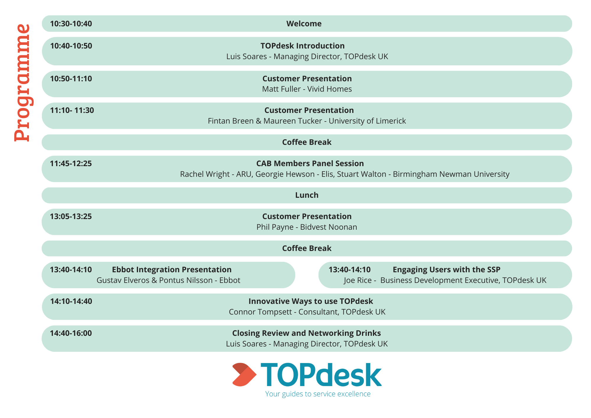 TOPdesk On Tour Agenda